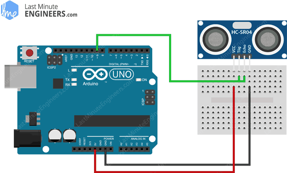 Arduino Wiring Fritzing 3 Wire Mode Connections with HC-SR04 Ultrasonic Sensor
