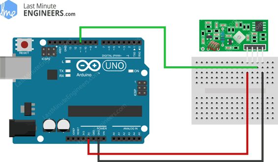 Arduino Wiring Fritzing Connections with 433MHz RF Wireless Receiver Module