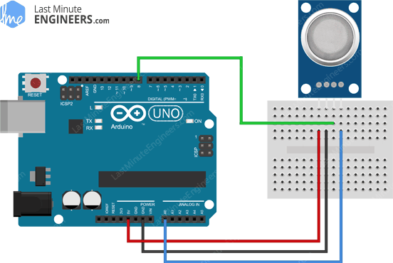 Arduino Wiring Fritzing Connections with MQ2 Gas Sensor