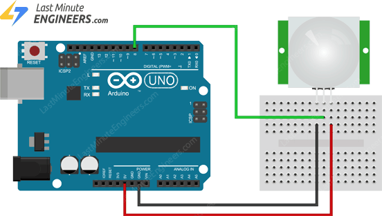 Arduino Wiring Fritzing Connections with PIR Sensor Module
