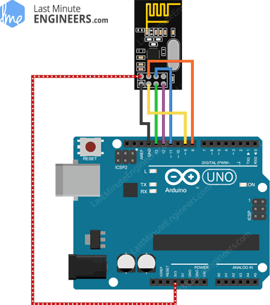 Arduino Wiring Fritzing Connections with nRF24L01+ Wireless Transceiver Module