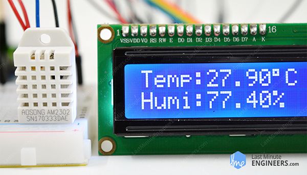 DHT11 DHT22 Arduino Sketch Temperature Humidity Measurements Output on LCD