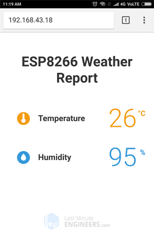 Display DHT11 DHT22 AM2302 Temperature Humidity on ESP8266 Web Server - Professional Look
