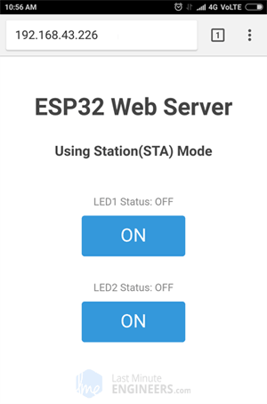 ESP32 Web Server Station Mode - Web Page
