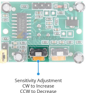 hcsr501 pir sensor sensitivity adjustment
