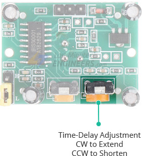 hcsr501 pir sensor time delay adjustment