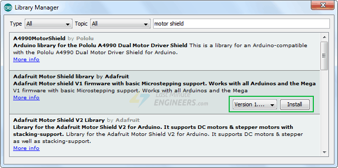 Installing AFMotor Library