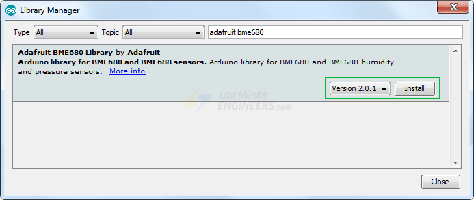 installing bme680 library in arduino ide