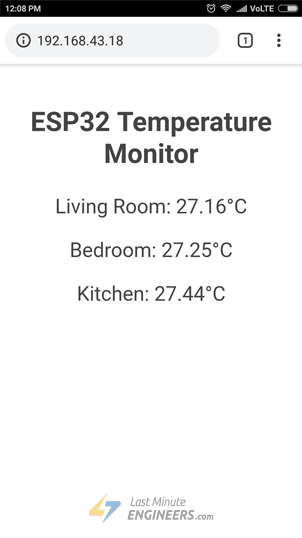 Multiple DS18B20 Readings on ESP32 Web Server - Without CSS