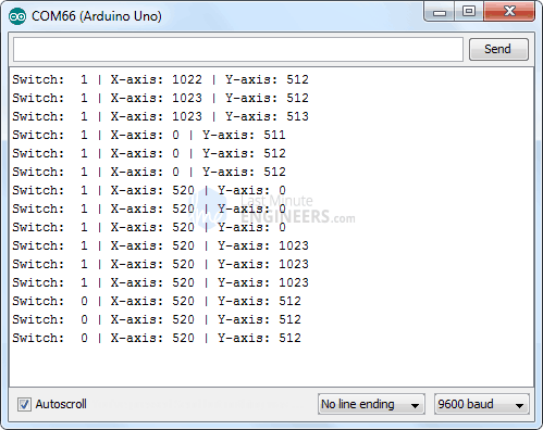 PS2 Joystick Module Arduino Sketch Output on serial window