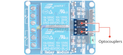 two channel relay module optocouplers