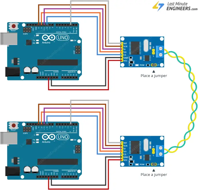 two node can network mcp2515 arduino wiring