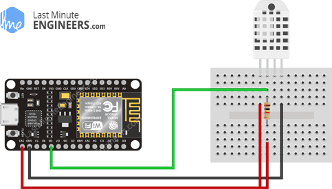 Wiring Fritzing Connecting DHT22 Temperature Humidity Sensor with ESP8266 NodeMCU