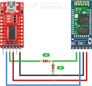 wiring hc05 bluetooth module to pc using ft232 serial adapter