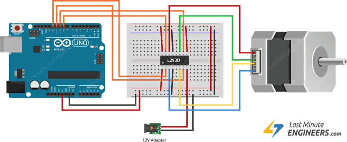 Control Unipolar Steppers with L293D Motor Driver & Arduino