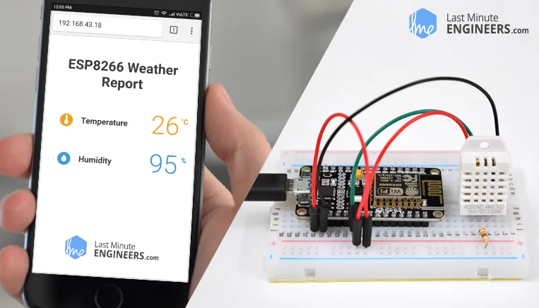 Interfacing DHT11 DHT22 AM2302 with ESP8266 NodeMCU & Displaying Values On Web Server