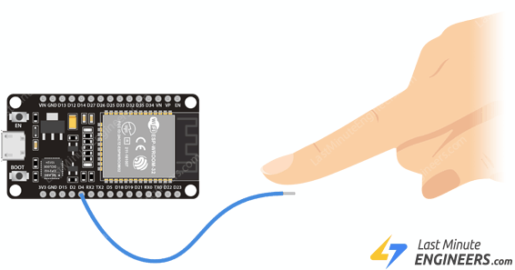 connecting wire to esp32 for reading touch gpio