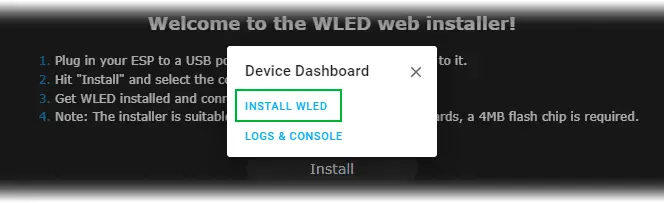 wled install button
